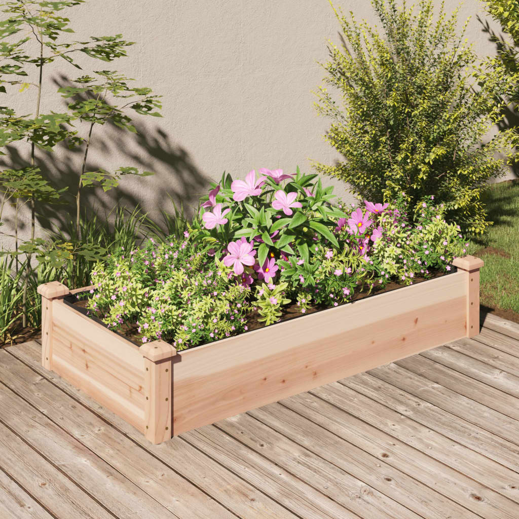 Garden Raised Bed with Liner 120x60x25 cm Solid Wood Fir - R and M Furniture