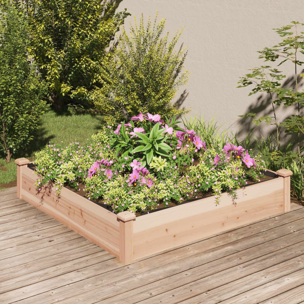 Garden Raised Bed with Liner 120x120x25 cm Solid Wood Fir - Tyrell & Tyrell