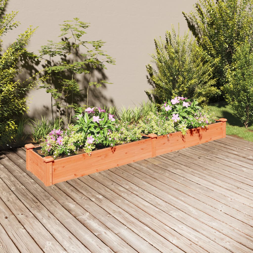 Garden Raised Bed with Liner Brown 240x45x25 cm Solid Wood Fir - Millennium Furniture