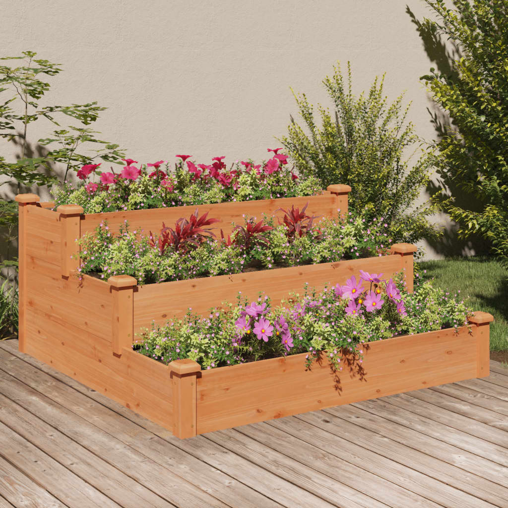 Garden Raised Bed Brown 120x120x56 cm Solid Wood Fir - R and M Furniture