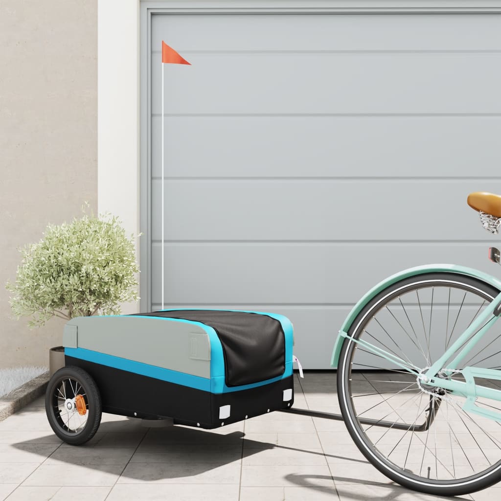 Bike Trailer Black and Blue 30 kg Iron - Discount Dealers