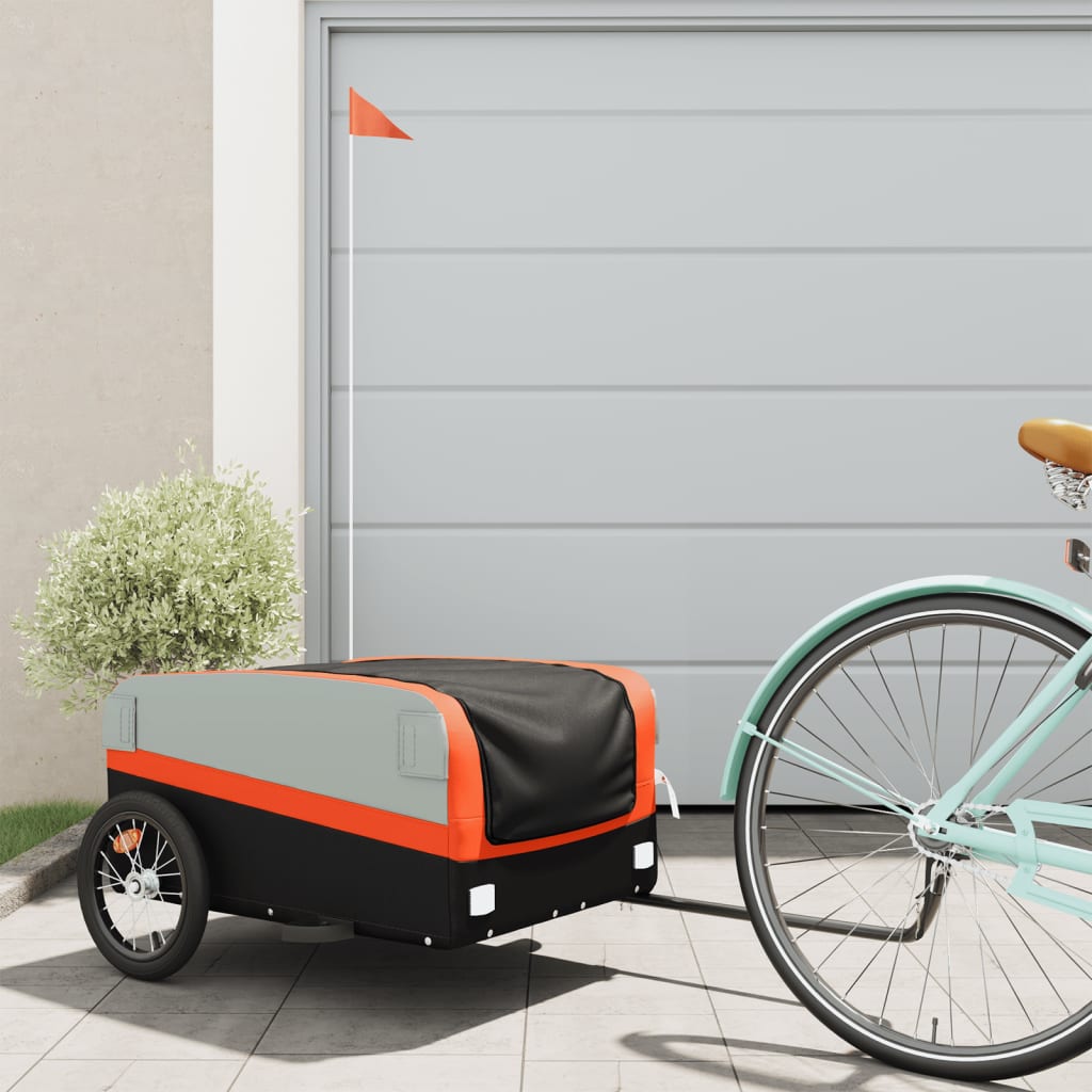Bike Trailer Black and Orange 45 kg Iron - Discount Dealers