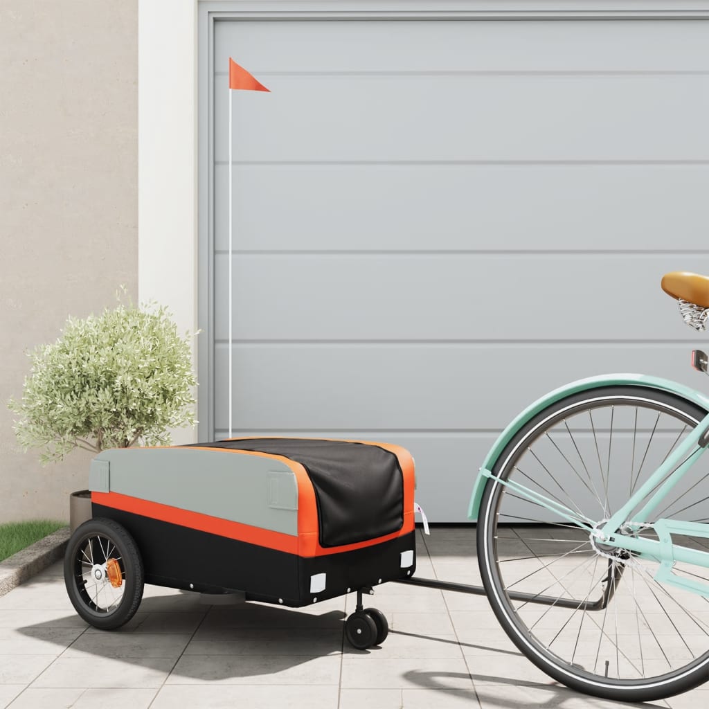 Bike Trailer Black and Orange 30 kg Iron - Discount Dealers