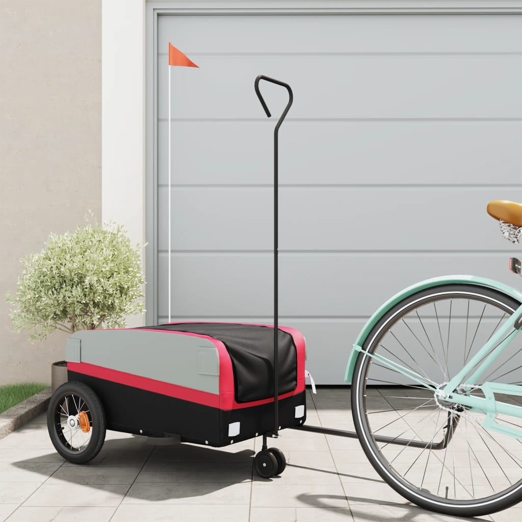 Bike Trailer Black and Red 30 kg Iron - All Things Good