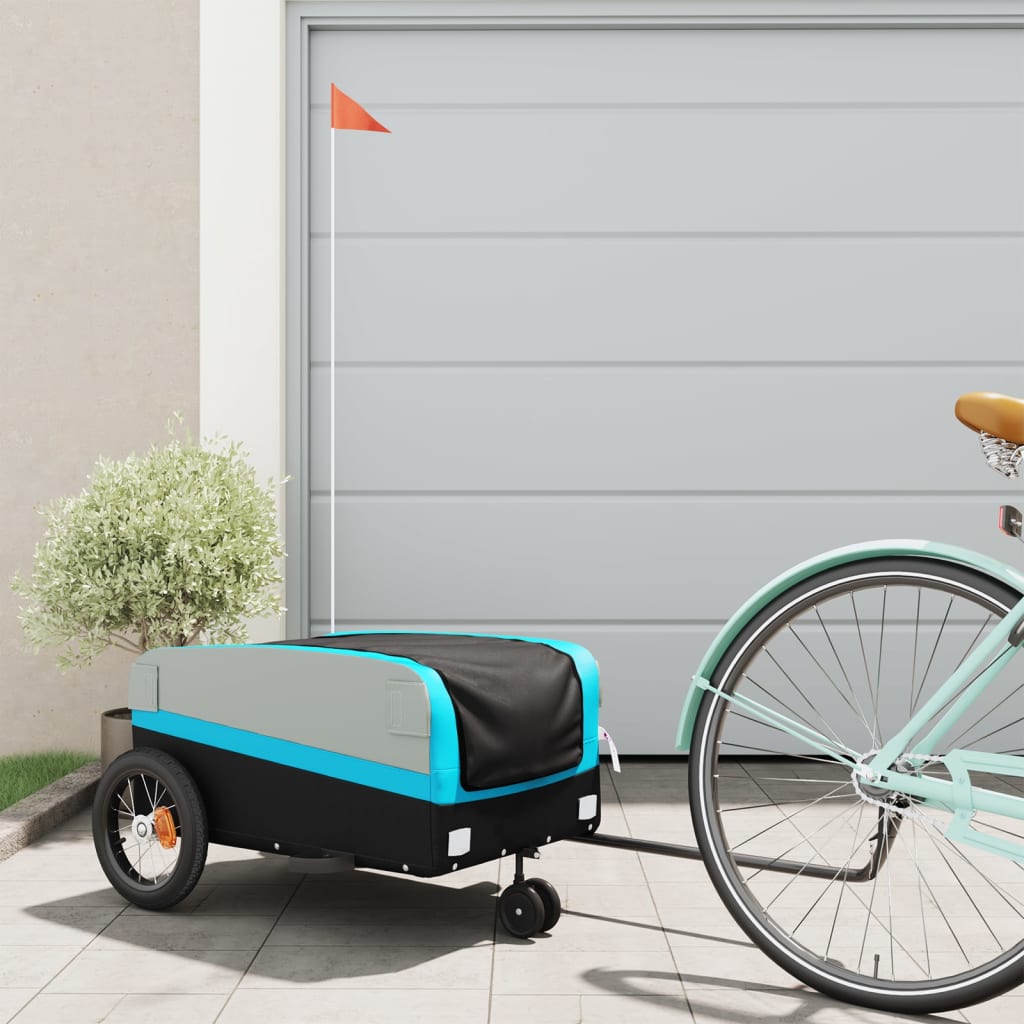 Bike Trailer Black and Blue 30 kg Iron - Discount Dealers