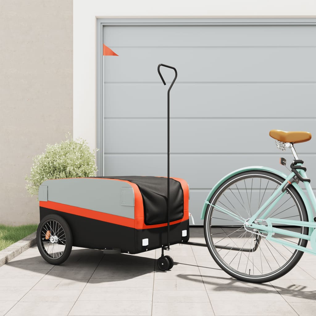 Bike Trailer Black and Orange 45 kg Iron - Casper Homes