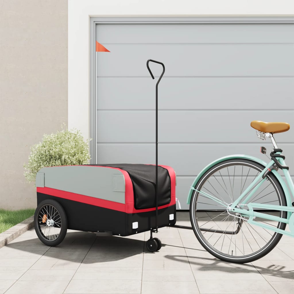 Bike Trailer Black and Red 45 kg Iron - Direct Imports