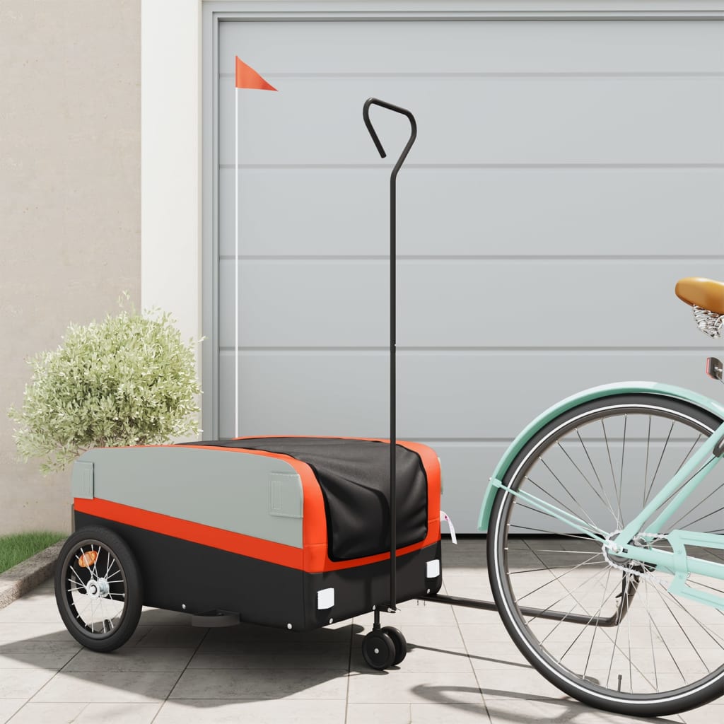 Bike Trailer Black and Orange 45 kg Iron - Casper Homes