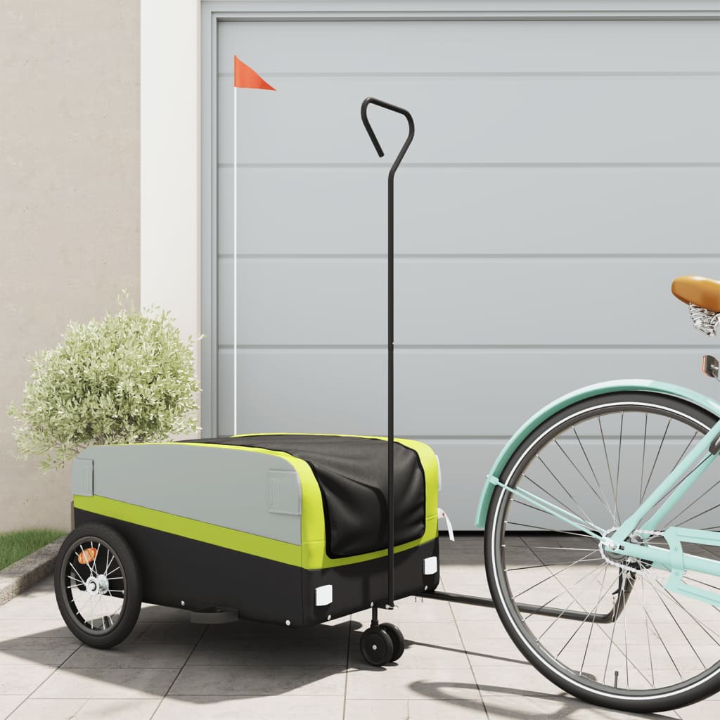 Bike Trailer Black and Green 45 kg Iron - All Things Good