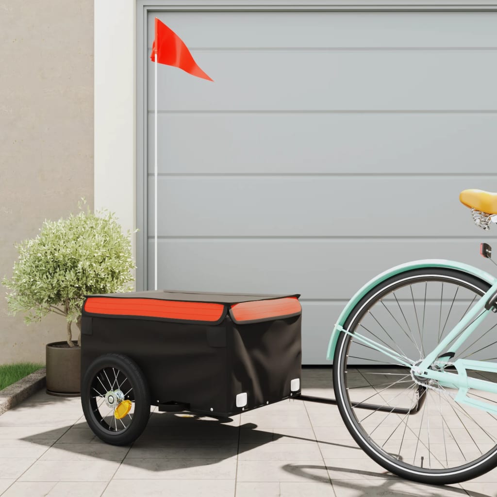 Bike Cargo Trailer Black and Orange 30 kg Iron - Casper Homes
