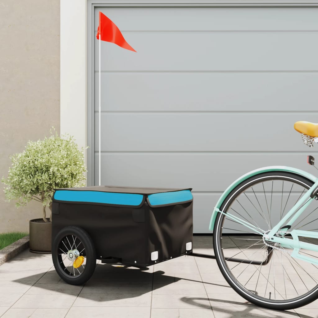 Bike Cargo Trailer Black and Blue 30 kg Iron - Brittle & Co