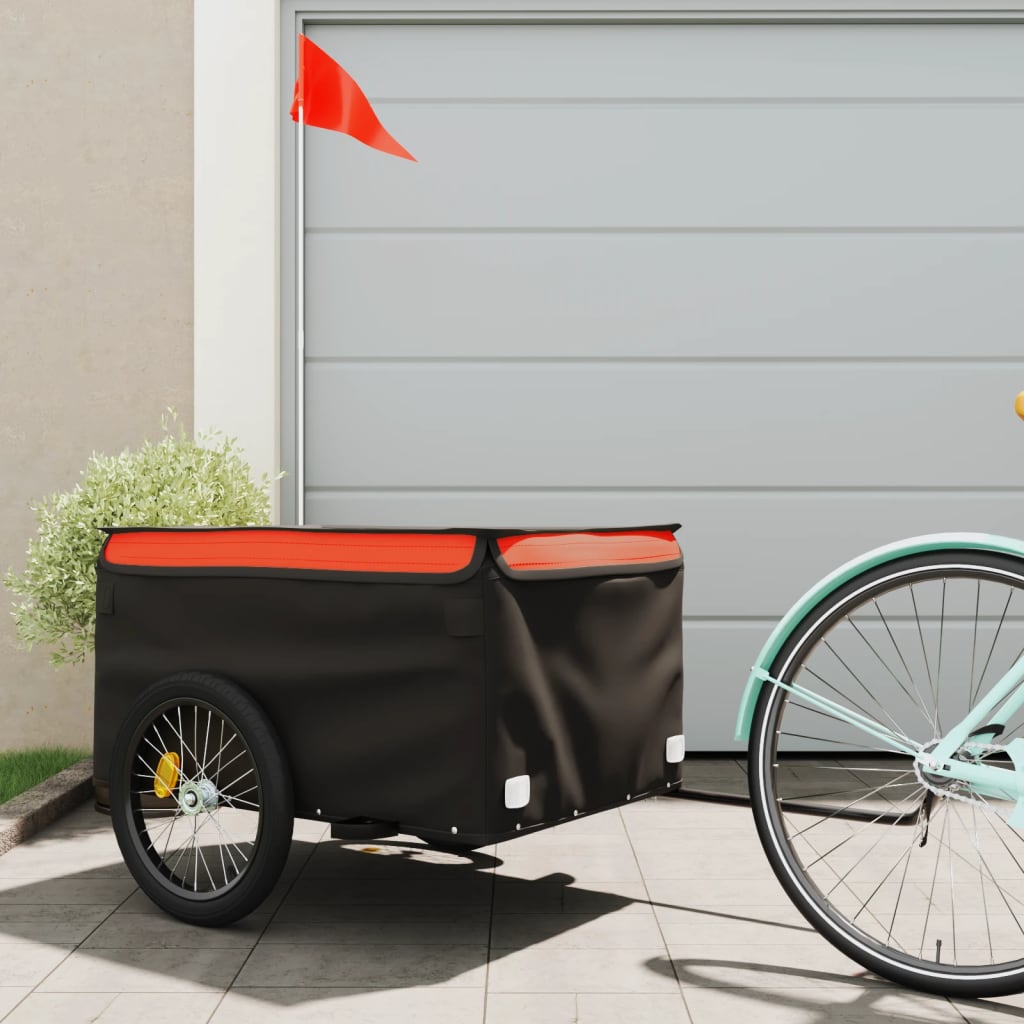 Bike Cargo Trailer Black and Orange 45 kg Iron - Unbeatable Bargains