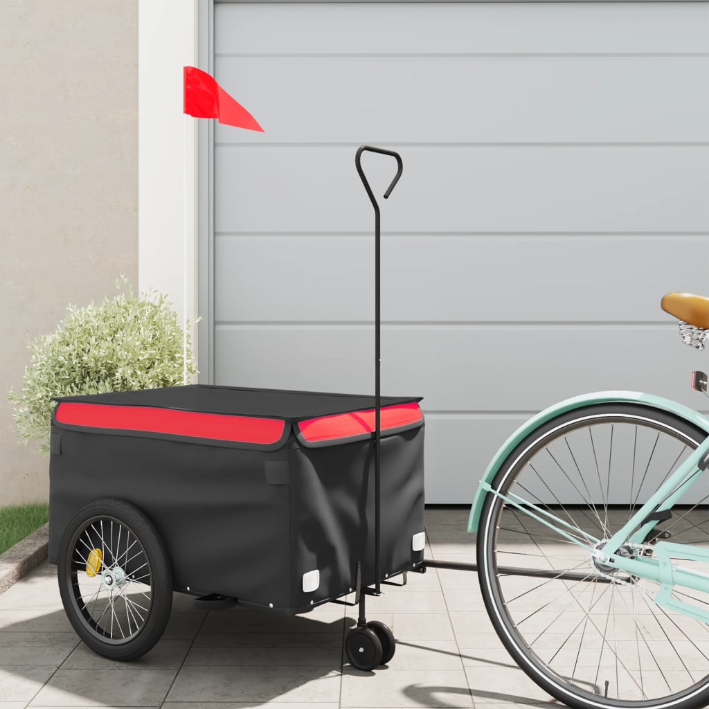 Bike Trailer Black and Red 30 kg Iron - All Things Good