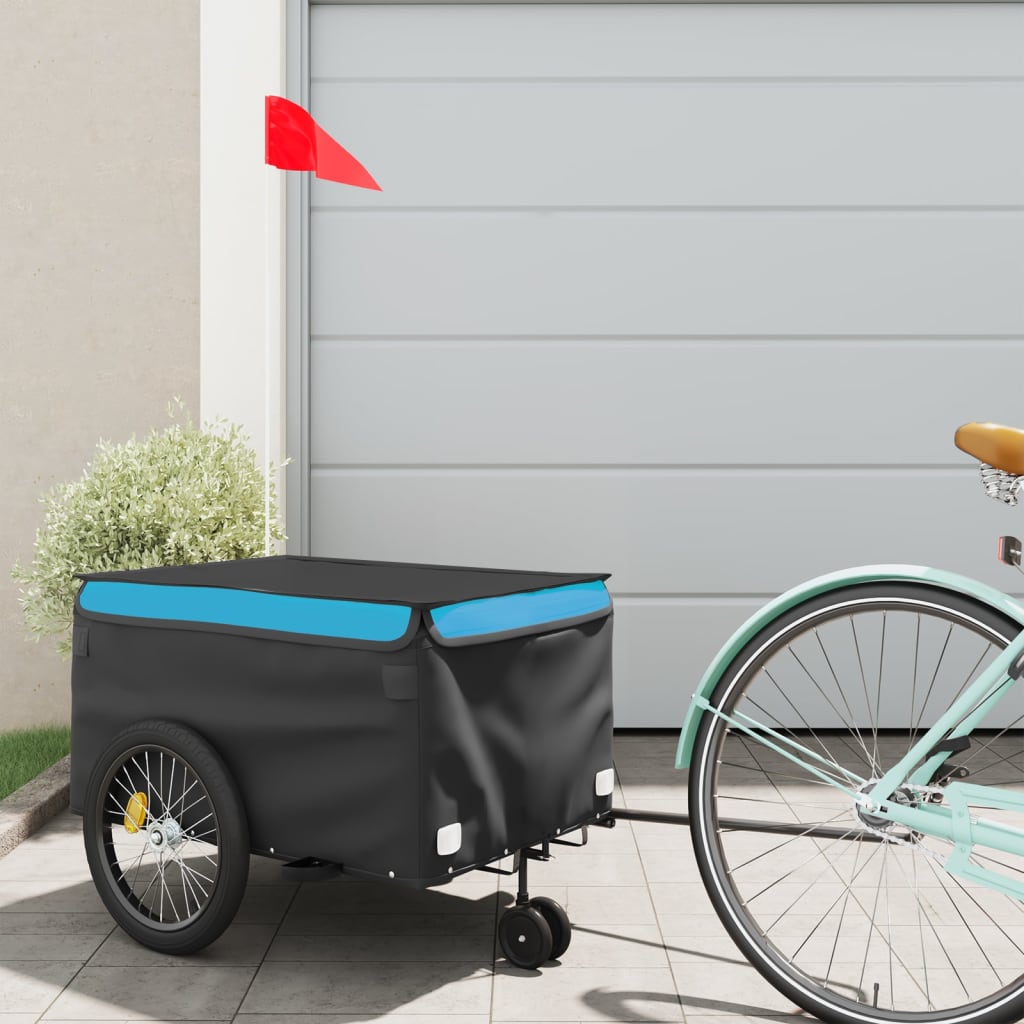 Bike Trailer Black and Blue 30 kg Iron - The Home Maker