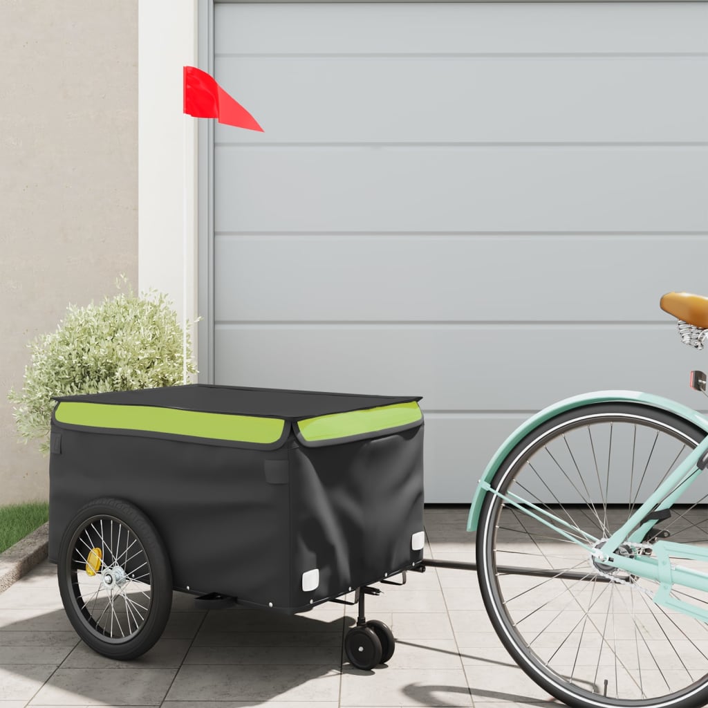 Bike Trailer Black and Green 30 kg Iron - The Home Maker