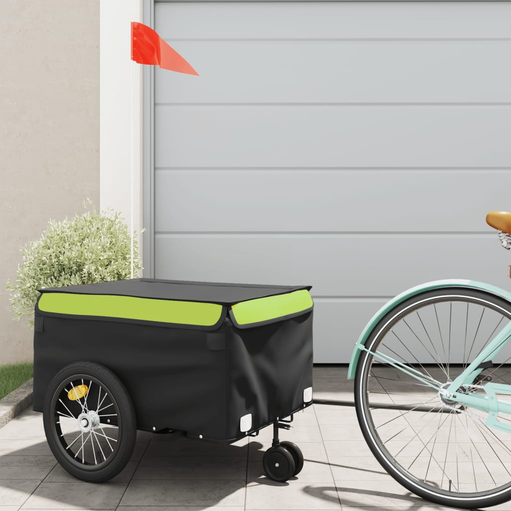 Bike Trailer Black and Green 45 kg Iron - The Home Maker