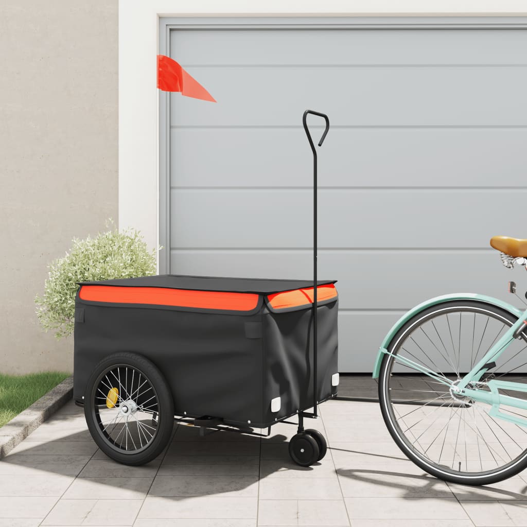 Bike Trailer Black and Orange 45 kg Iron - All Things Good