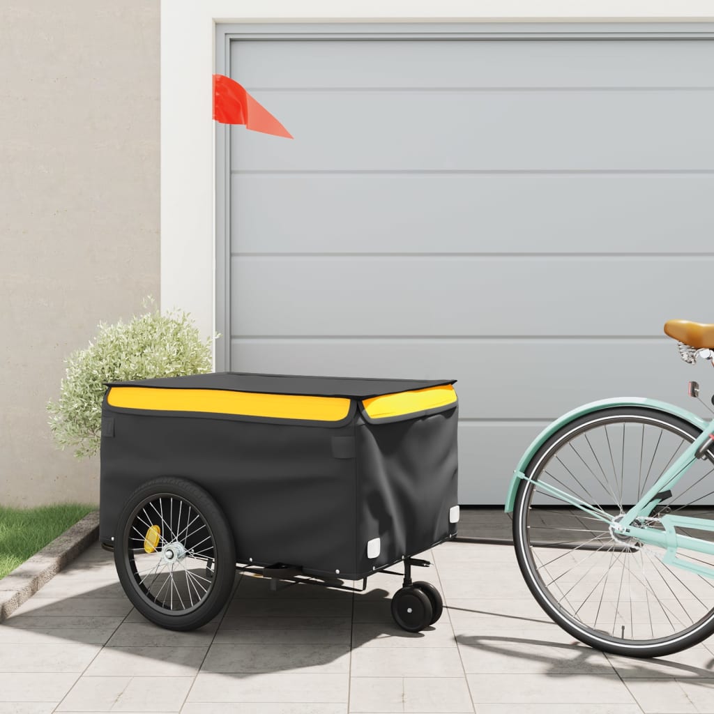 Bike Trailer Black and Yellow 45 kg Iron - Style and Chic