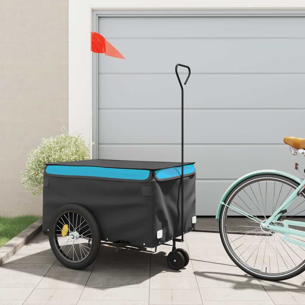 Bike Trailer Black and Blue 45 kg Iron - The Home Maker