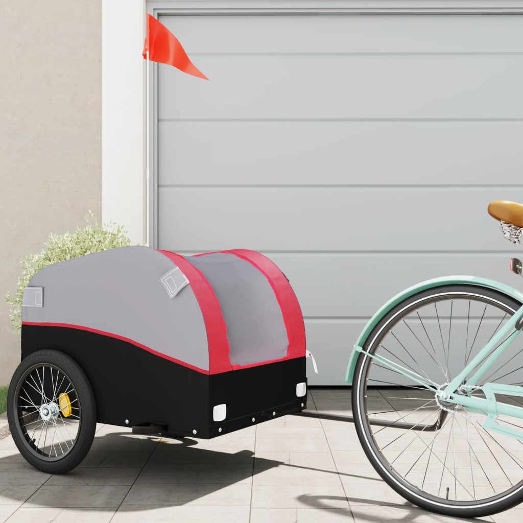 Bike Trailer Black and Red 45 kg Iron - All Things Good