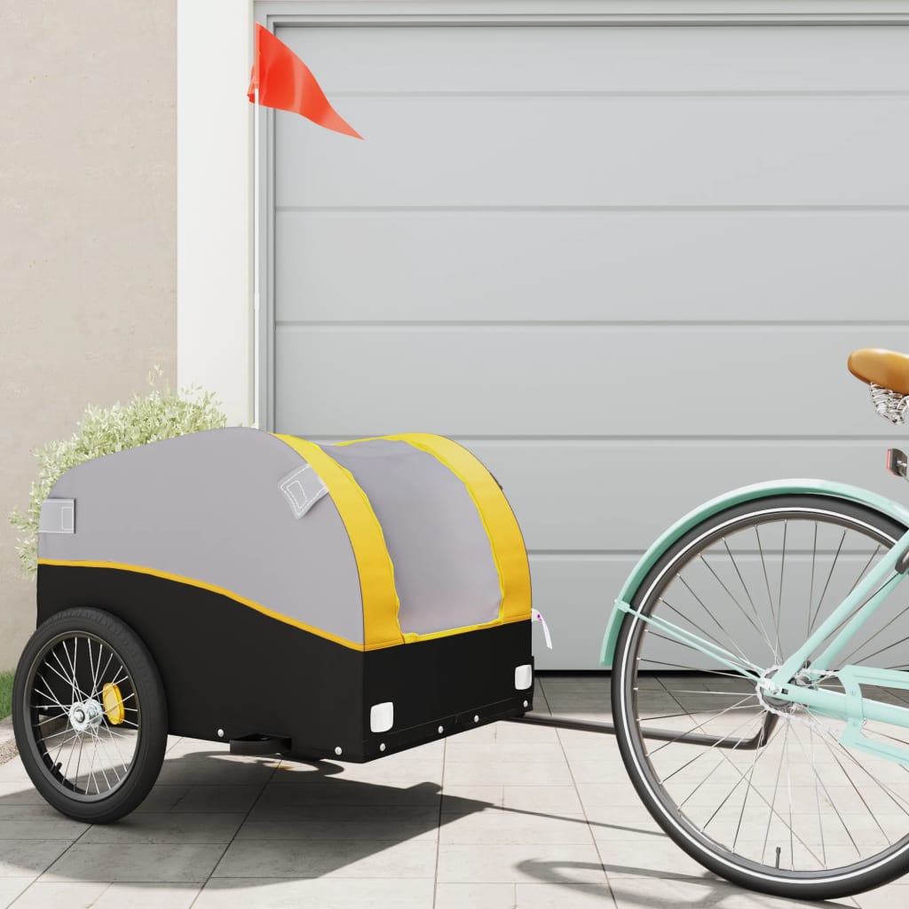 Bike Trailer Black and Yellow 45 kg Iron - Direct Imports