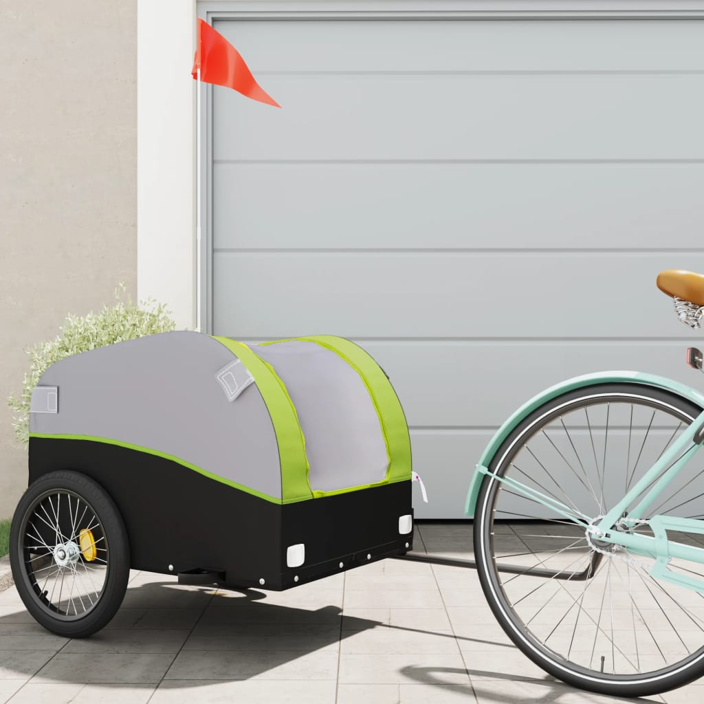 Bike Trailer Black and Green 45 kg Iron - Discount Dealers