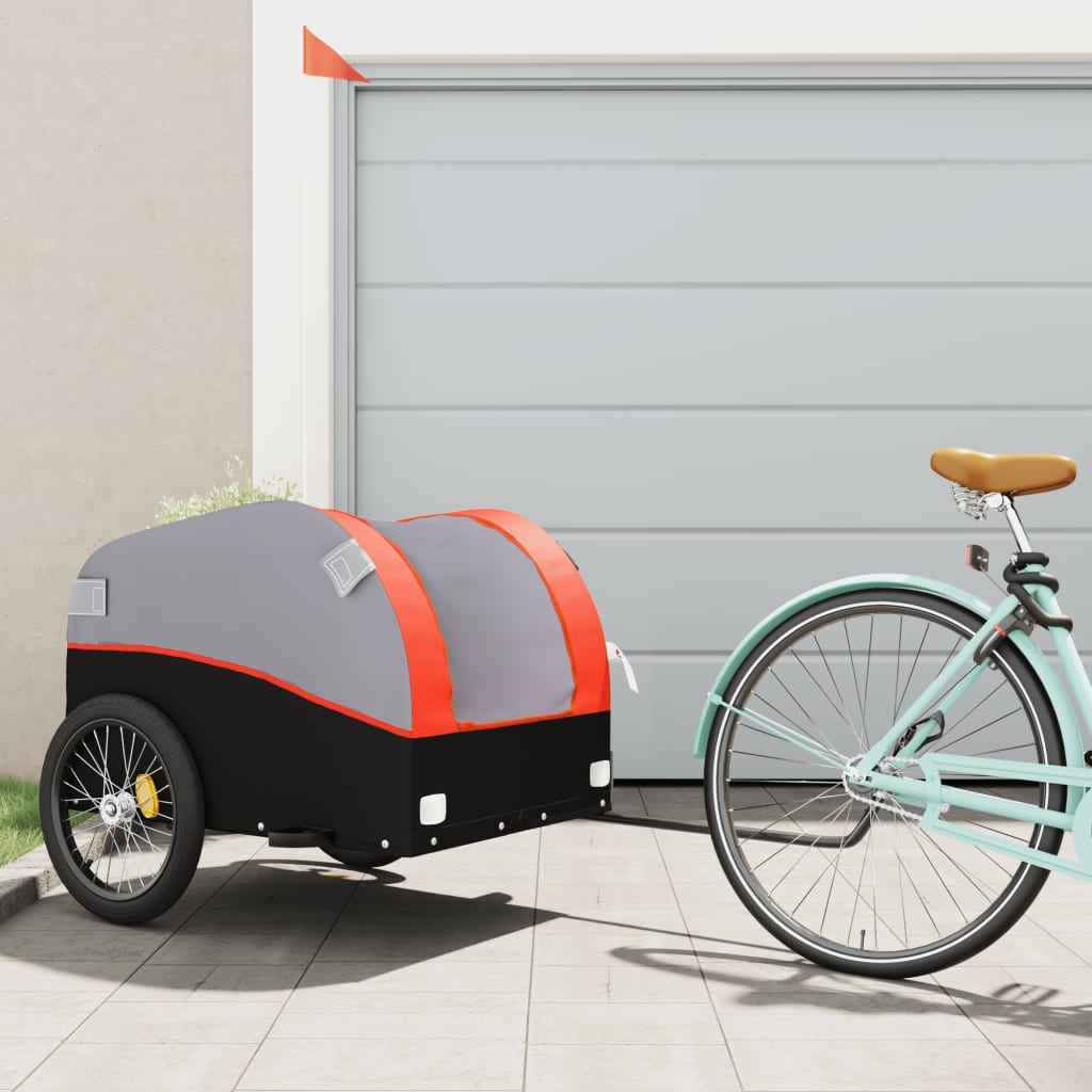 Bike Trailer Black and Orange 45 kg Iron - Direct Imports