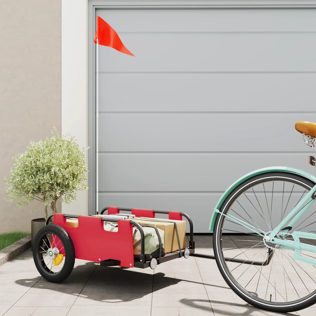 Bike Trailer Red Oxford Fabric and Iron - Merkel Designers