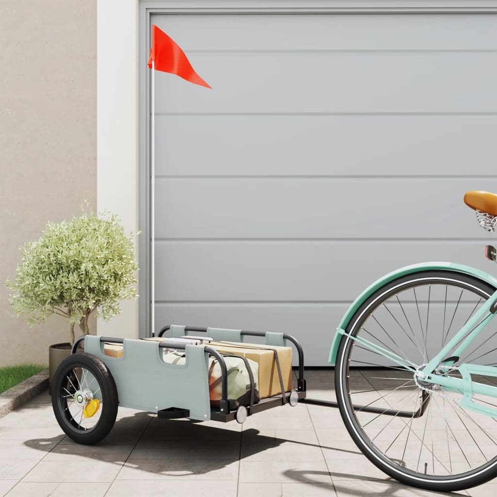 Cargo Bike Trailer Grey Oxford Fabric and Iron - Decor Base
