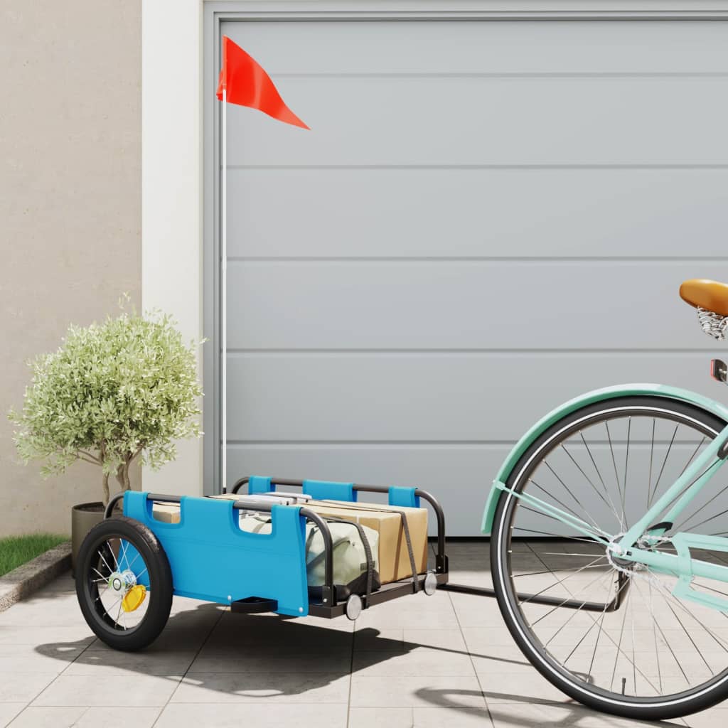 Cargo Bike Trailer Blue Oxford Fabric and Iron - Decor Base