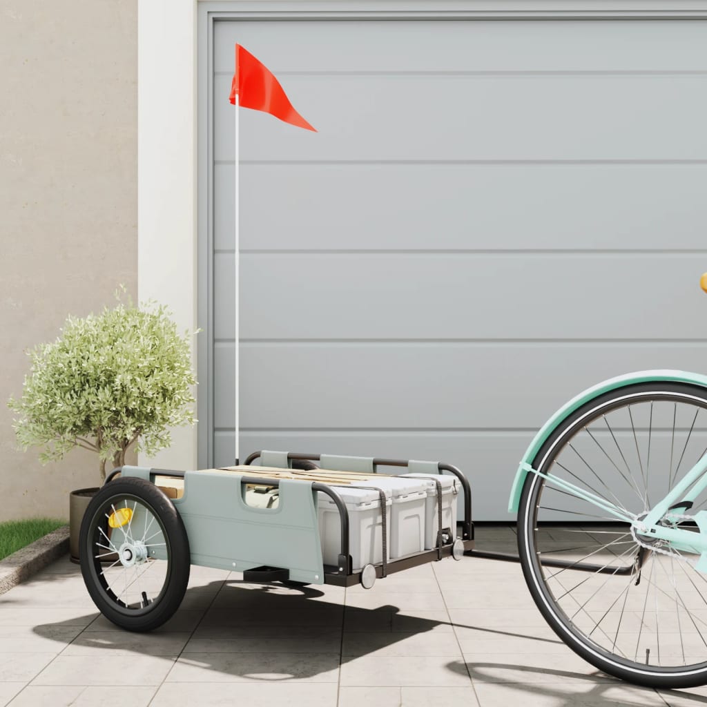Cargo Bike Trailer Grey Oxford Fabric and Iron - Decor Base