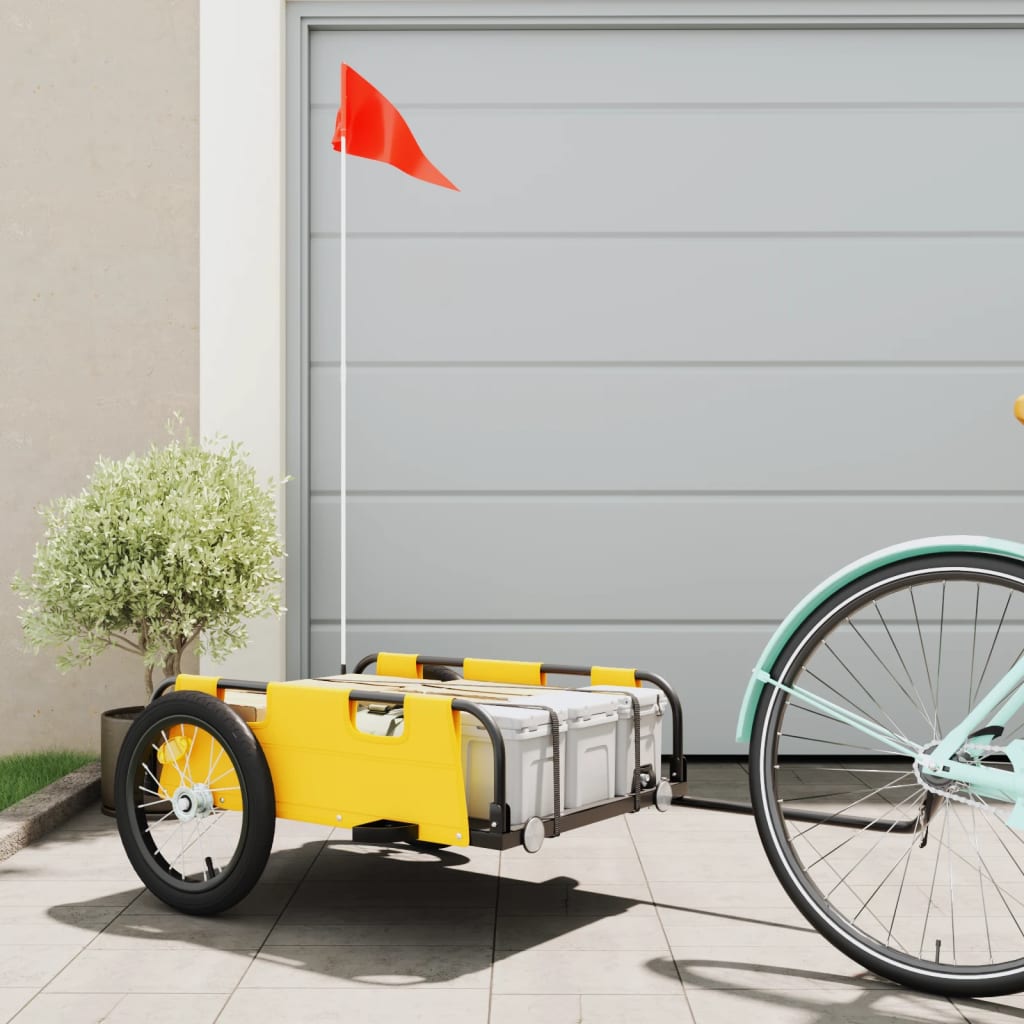 Bike Trailer Yellow Oxford Fabric and Iron - Unbeatable Bargains