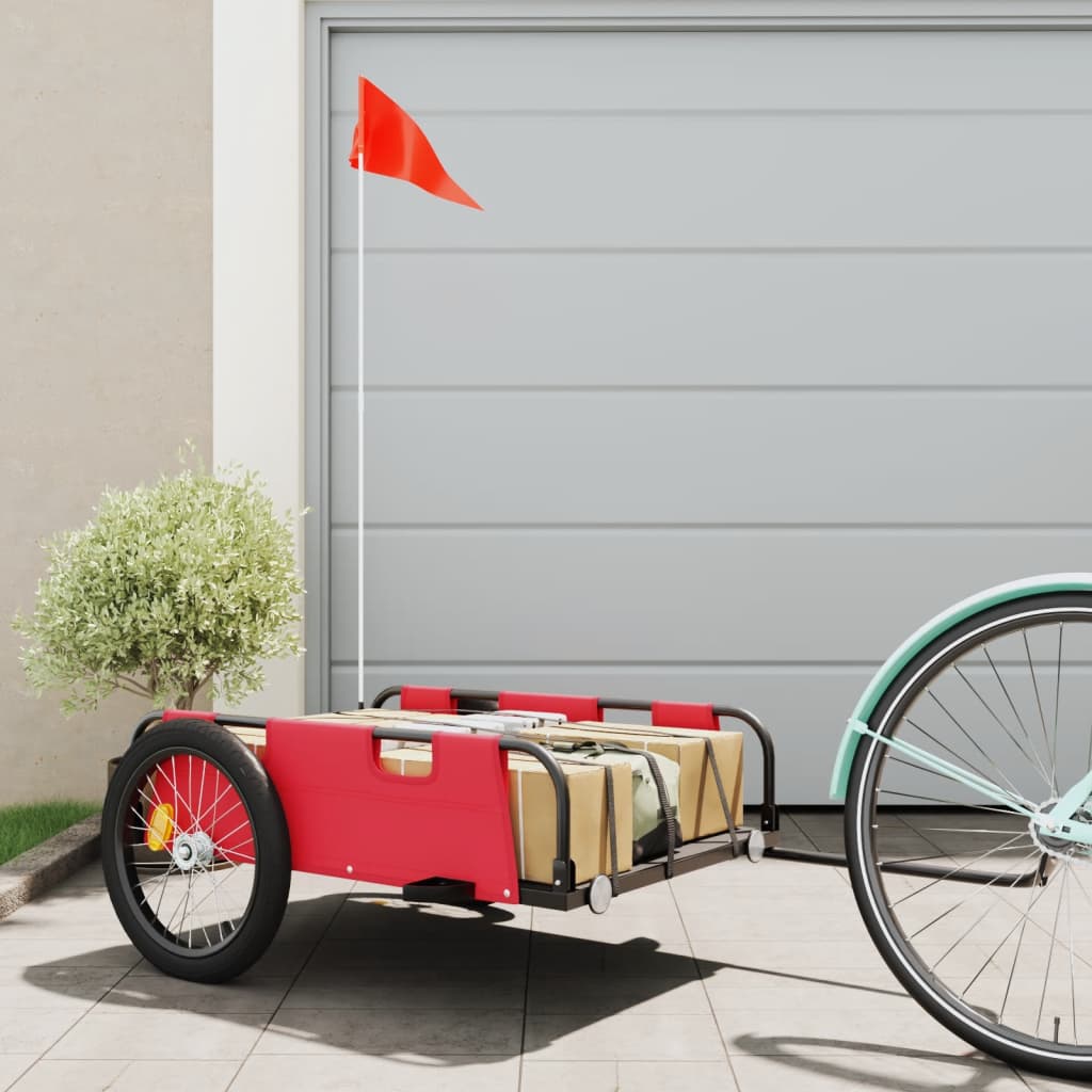 Bike Trailer Red Oxford Fabric and Iron - Unbeatable Bargains