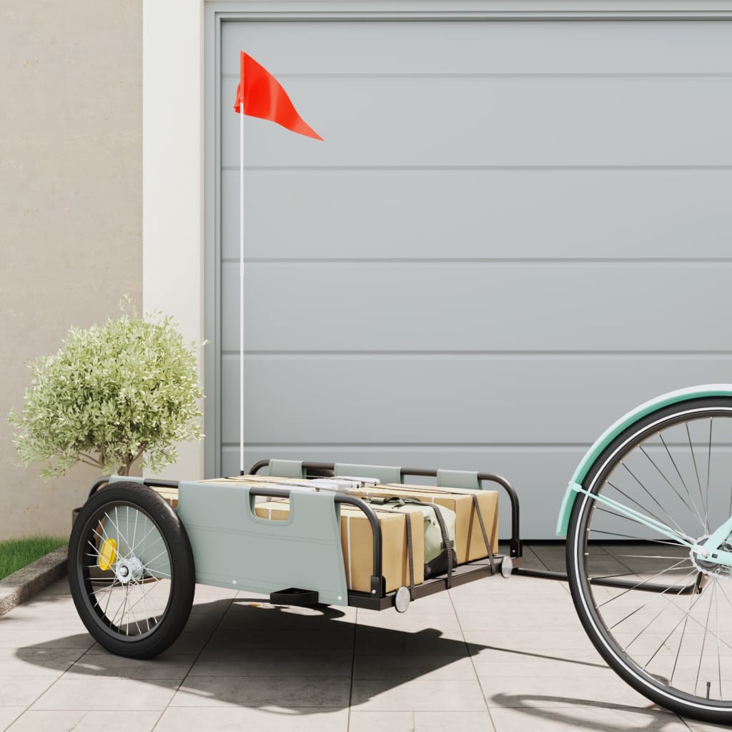 Cargo Bike Trailer Grey Oxford Fabric and Iron - Decor Base