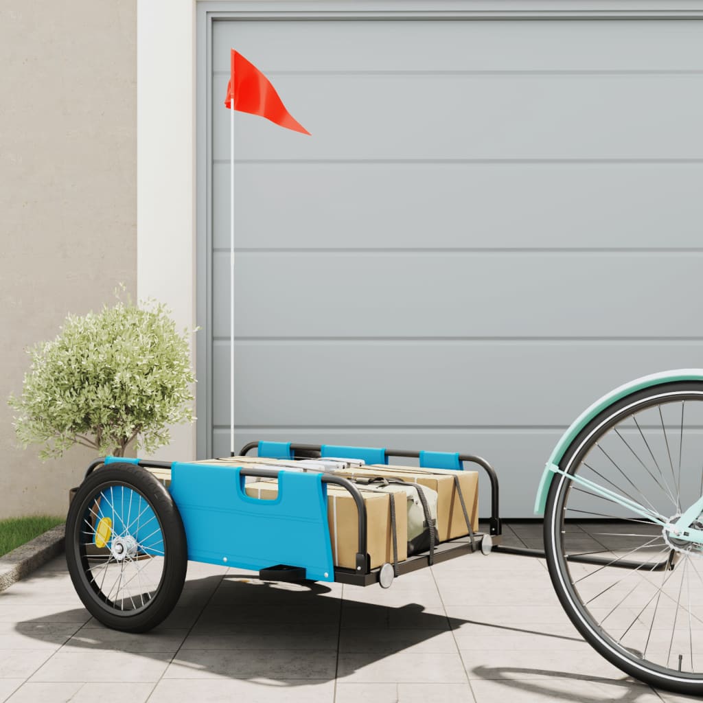 Cargo Bike Trailer Blue Oxford Fabric and Iron - Decor Base