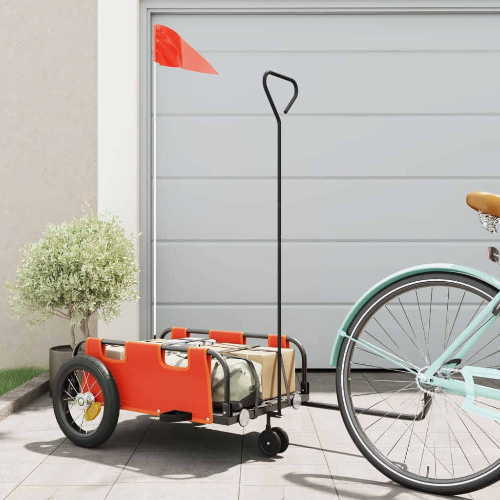 Bike Trailer Orange Oxford Fabric and Iron - The Home Maker