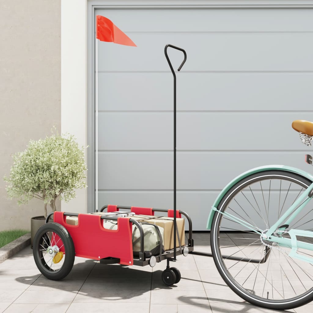 Bike Trailer Red Oxford Fabric and Iron - Merkel Designers