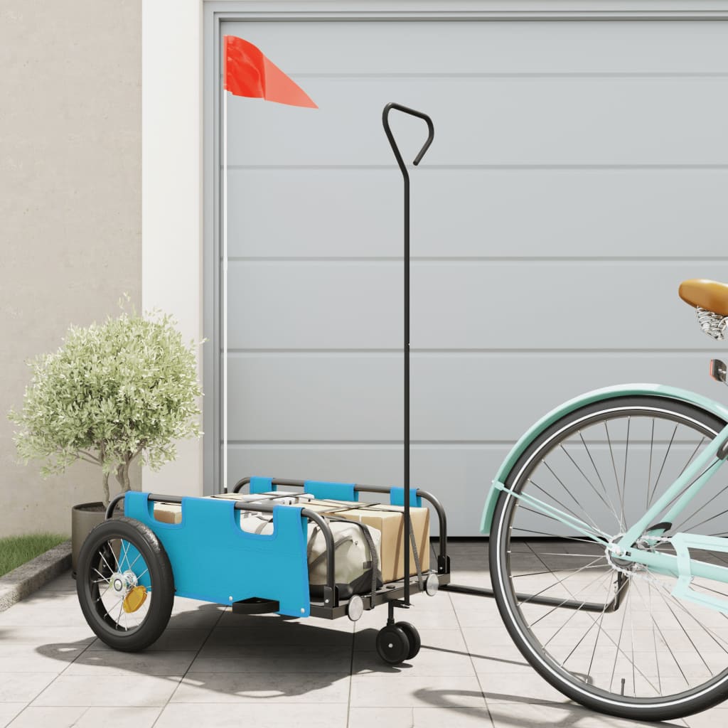 Bike Trailer Blue Oxford Fabric and Iron - All Things Good