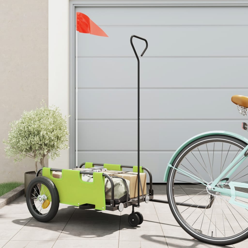 Bike Trailer Green Oxford Fabric and Iron - All Things Good