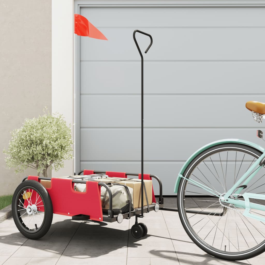 Bike Trailer Red Oxford Fabric and Iron - Merkel Designers