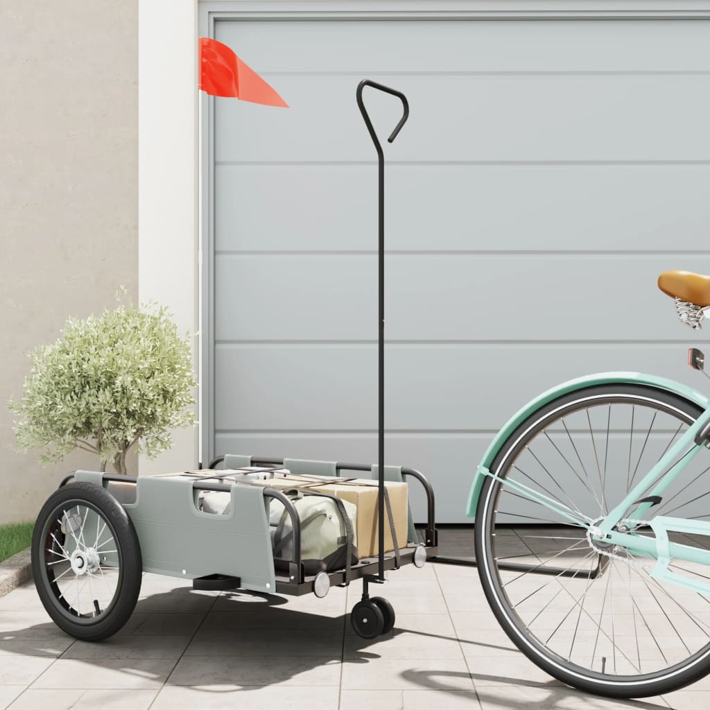 Bike Trailer Grey Oxford Fabric and Iron - The Home Maker