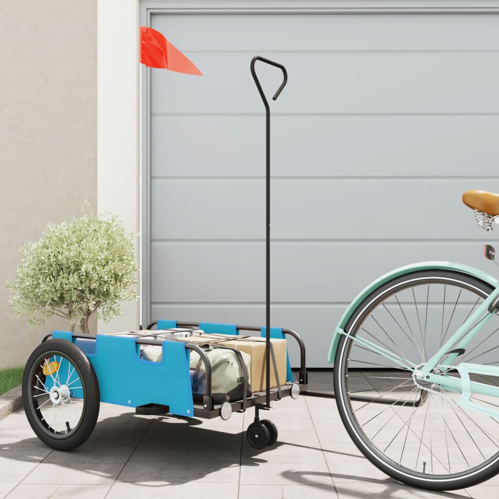 Bike Trailer Blue Oxford Fabric and Iron - Style and Chic