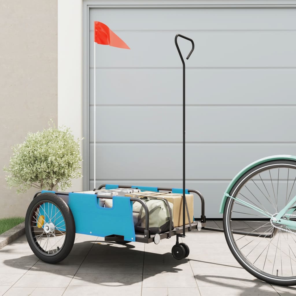Bike Trailer Blue and Black Oxford Fabric and Iron - Design Hut