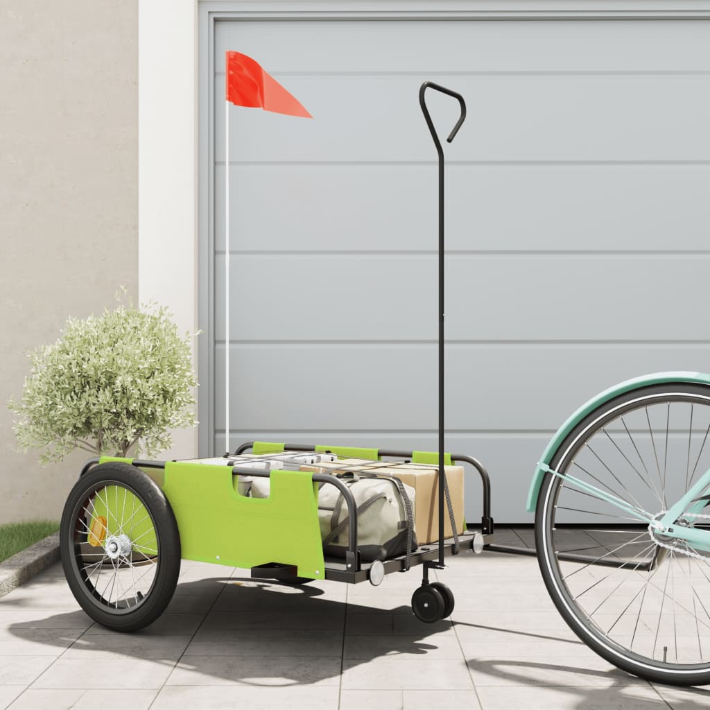 Bike Trailer Green and Black Oxford Fabric and Iron - Design Hut