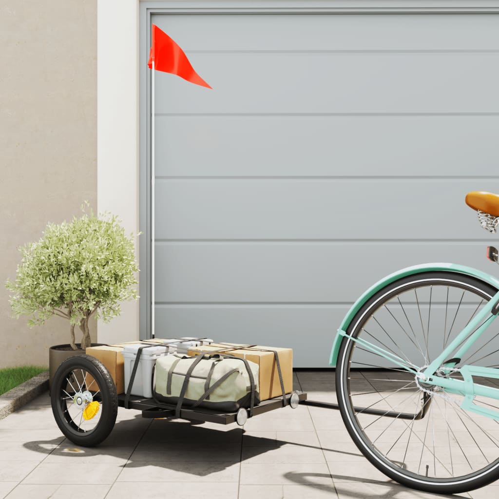 Bike Cargo Trailer Black 122x53x28 cm Iron - Decor Base