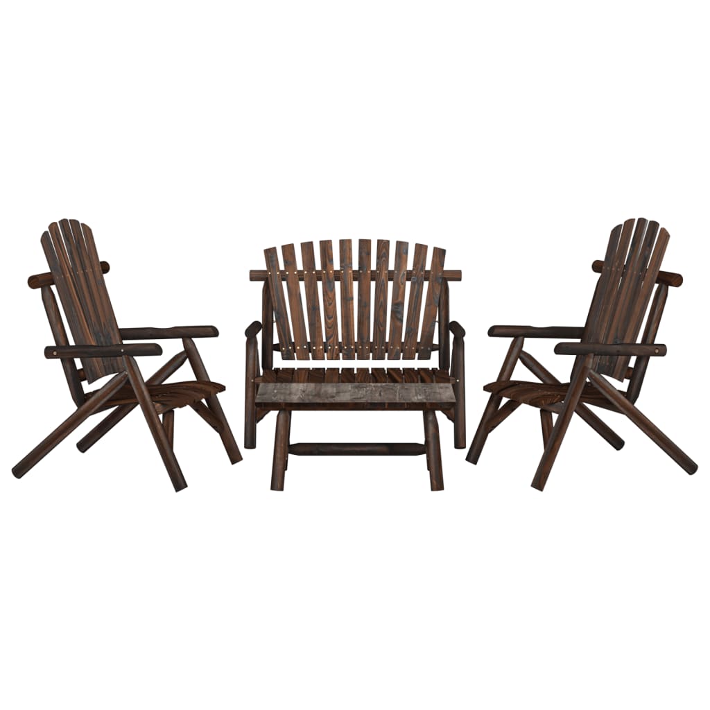 4 Piece Garden Lounge Set Solid Wood Spruce - Unbeatable Bargains