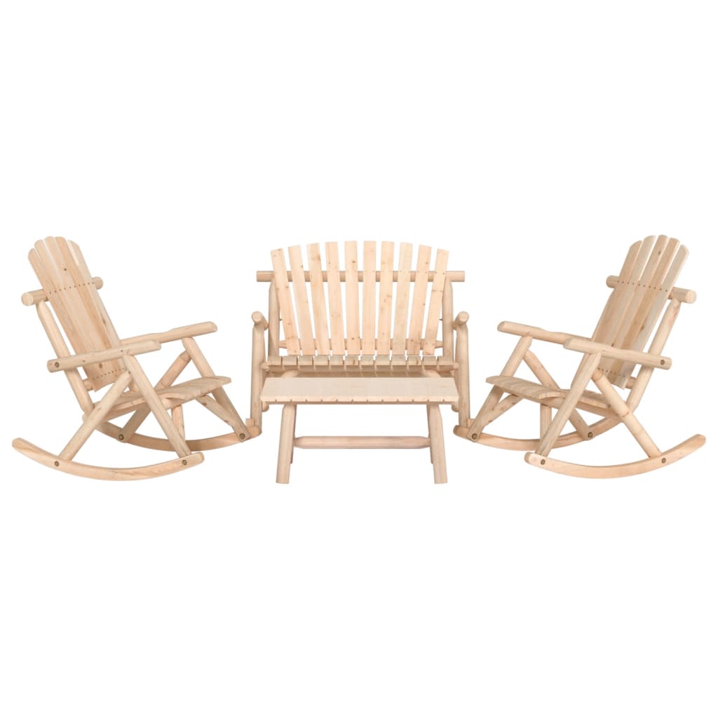 4 Pcs Garden Lounge Set Solid Wood Spruce - The Home Maker
