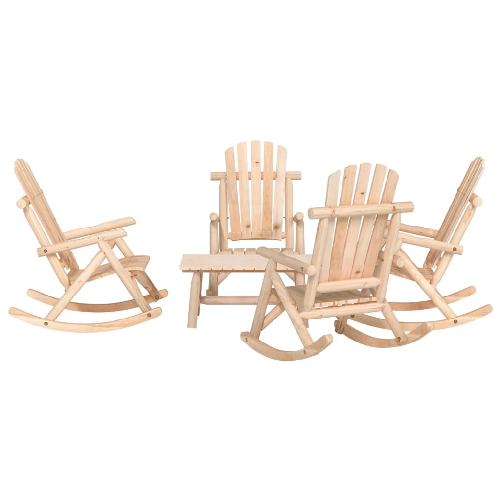 5 Piece Garden Lounge Set Solid Wood Spruce - Design Hut