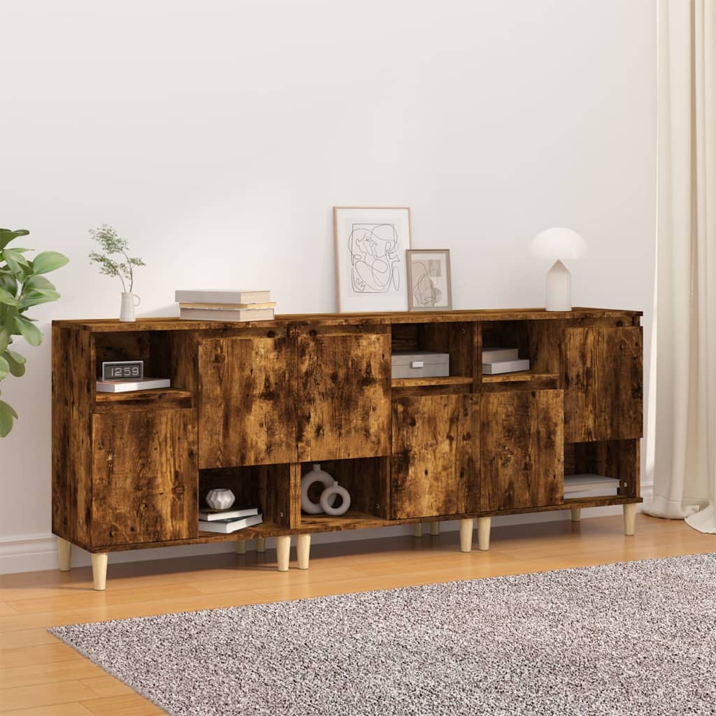 Sideboards 3 pcs Smoked Oak 60x35x70 cm Engineered Wood - R and M Furniture