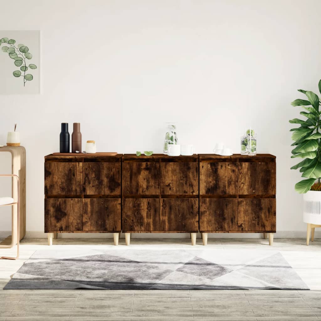 Sideboards 3 pcs Smoked Oak 60x35x70 cm Engineered Wood - The Home Maker